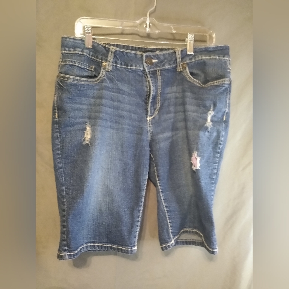 Myth of Jade distressed Bermuda plus size denim shorts